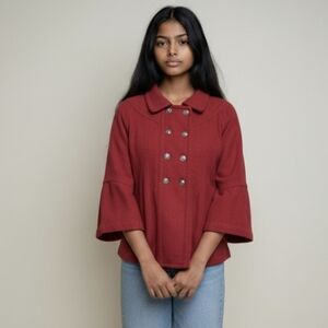 Twisted Hearts Y2K retro Cherry Girl red knit snap front  fleece jacket sz M